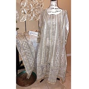 White and gold all embroidered with gotta